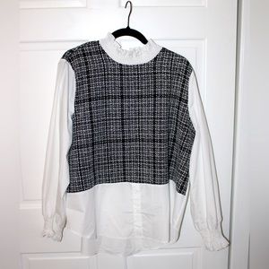 Shein curve tweed blouse
